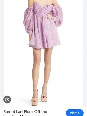 Bardot Lani Floral Off-the-Shoulder Mini Dress in Lavender Size 6